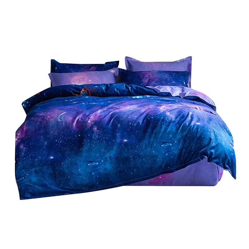 

Duvet Cover & Pillowcase Set with Zipper Closure Starry Sky Printing Soft Aloe Cotton Comforter Cover Sets