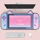 Компьютерный игровой большой коврик для мыши, геймерский Kawaii розовый кот, клавиатура, аниме, Настольный коврик для мыши, мультяшный большой милый офисный коврик для ноутбука XL