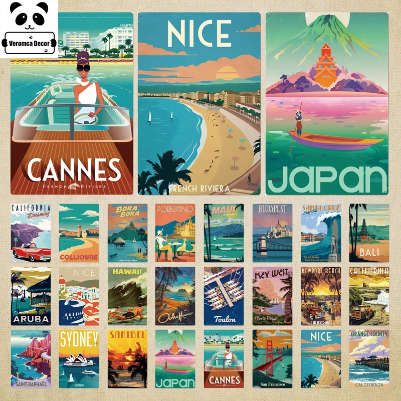 

Дорожный пляжный металлический плакат, металлический винтажный металлический жестяной знак, домашний декор, Настенный декор для гостиной, ...