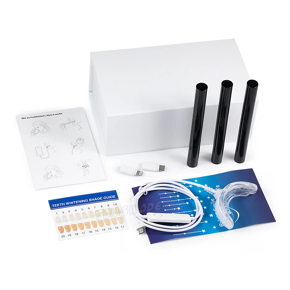 Дропшиппинг отбеливания зубов без логотипа 3 гелевые ручки Портативный таймер