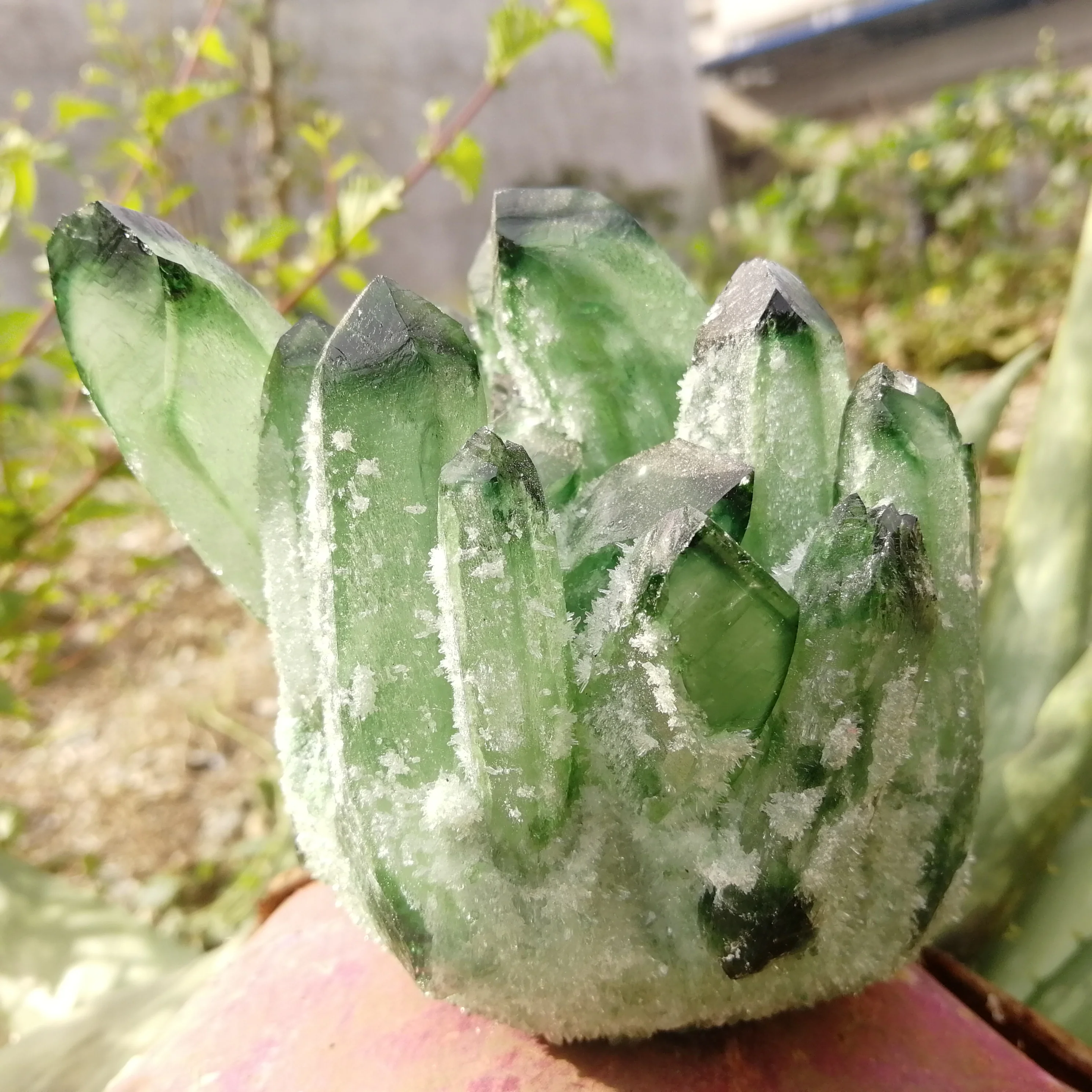 

Натуральный зеленый кварц с двойным концевым кристаллом, целебные точки, палочки большого размера, чайный Кришал, дымчатый Хрустальный кла...