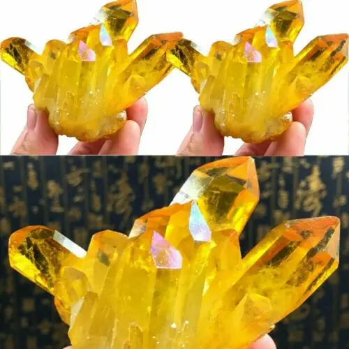 

Novelty Natural Quartz Crystal Rainbow Titanium Cluster VUG Mineral Specimen Healing Yellow Crystal Citrine Cluster Crystal Home