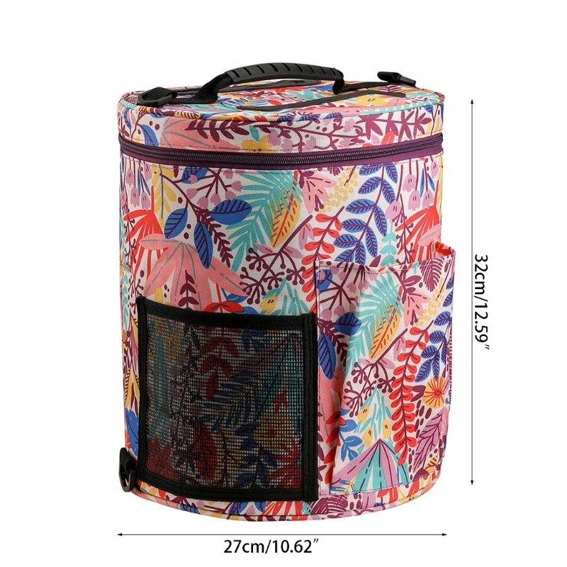 

600D Oxford Cloth Round Yarn Tote Crochet Hooks Knitting Needle Storage Organizer Hand Embroidery Pick-up Bag