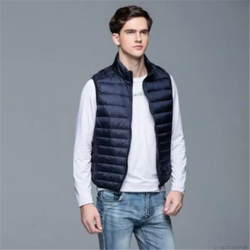 

Winter Jackets White Men's Duck Down Waistcoat Men Fashion Sleeveless Solid Zipper Coat Overcoat Warm Vests