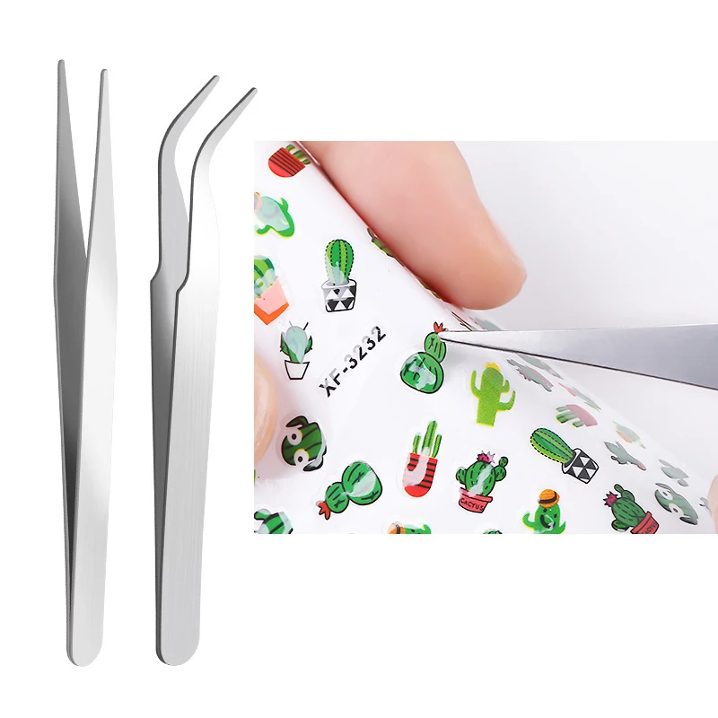 2 шт./компл. пинцет для прямых изогнутых ногтей стикер стразы декорации Набор