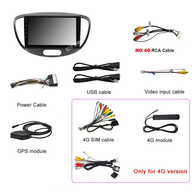 Автомобильный DVD-плеер для Hyundai i10 128-2007 8 ГБ + 2013 Android 10 радио GPS-навигация CarPlay Wi-Fi IPS