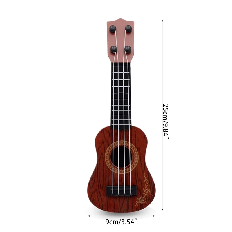 

Guitar Toy 4 Strings Mini Children Musical Instruments Educational Learning Toy for Toddler Beginner Brown Yellow