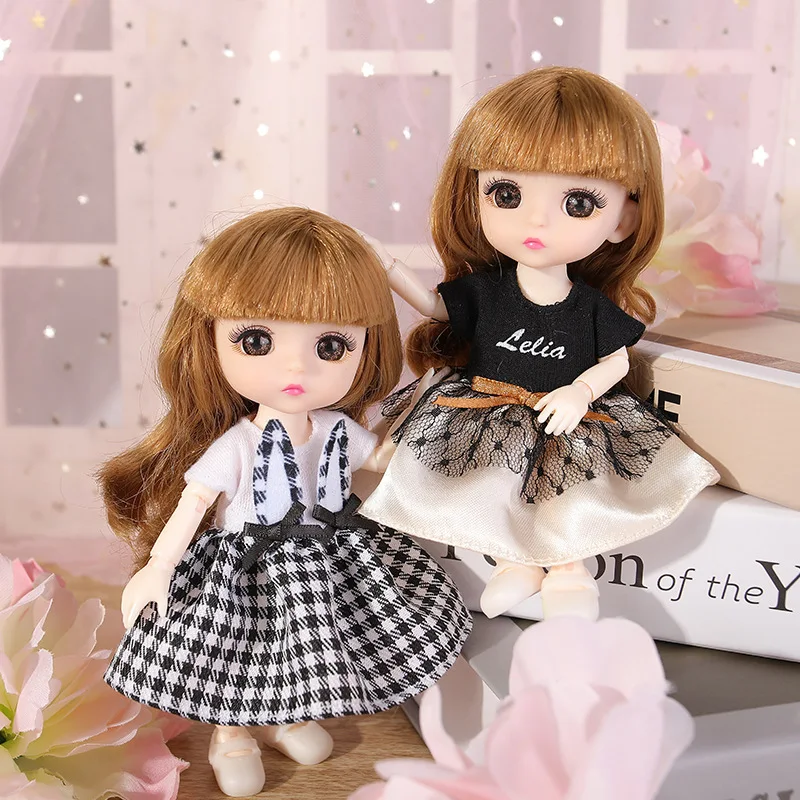 

New16cm Beauty Girl BJD Doll 13 Moveable Joint Dolls 3D Eyes Bjd Toy Little Girl Dress Up Make Up Toys Girls Gift Dolls