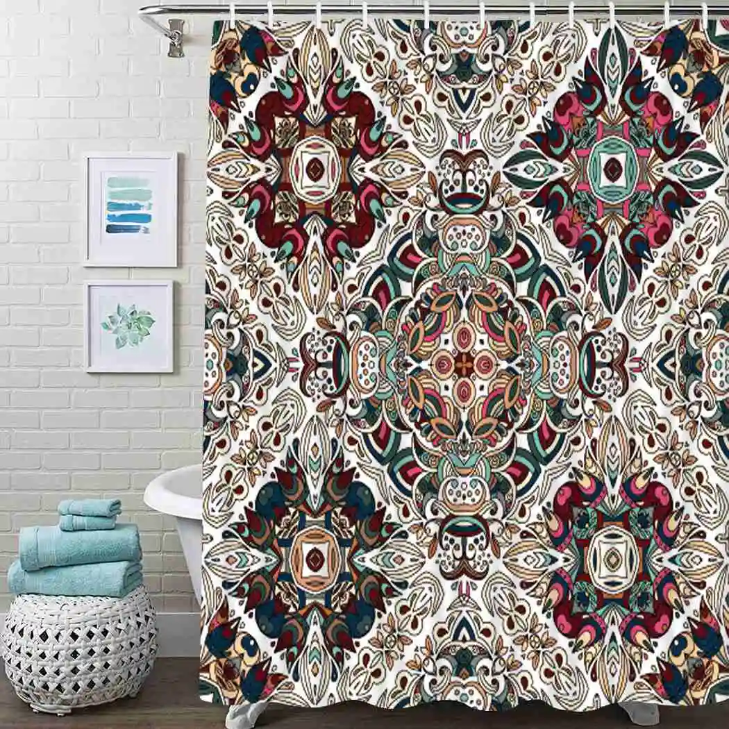

Mandala Boho Floral Shower Curtain Abstract Shower Curtain Waterproof Fabric For Bathroom Decor Shower Curtains Set With Hooks