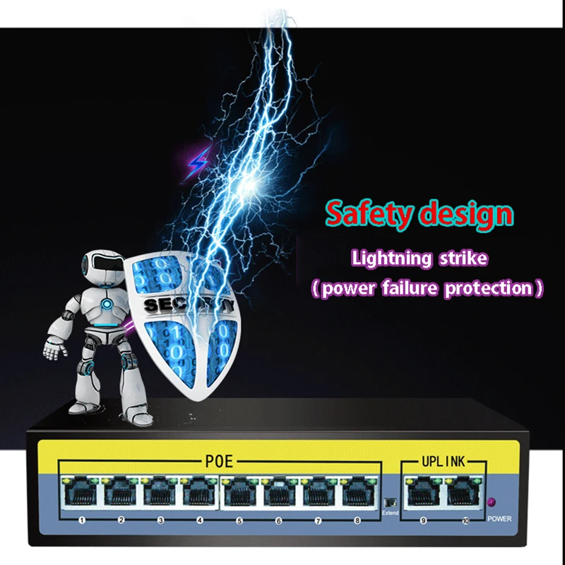 Инжектор POE коммутатор Gigabit 52V 5/6/8/10/11/16/24 портный для IP камера 250 м оснащено