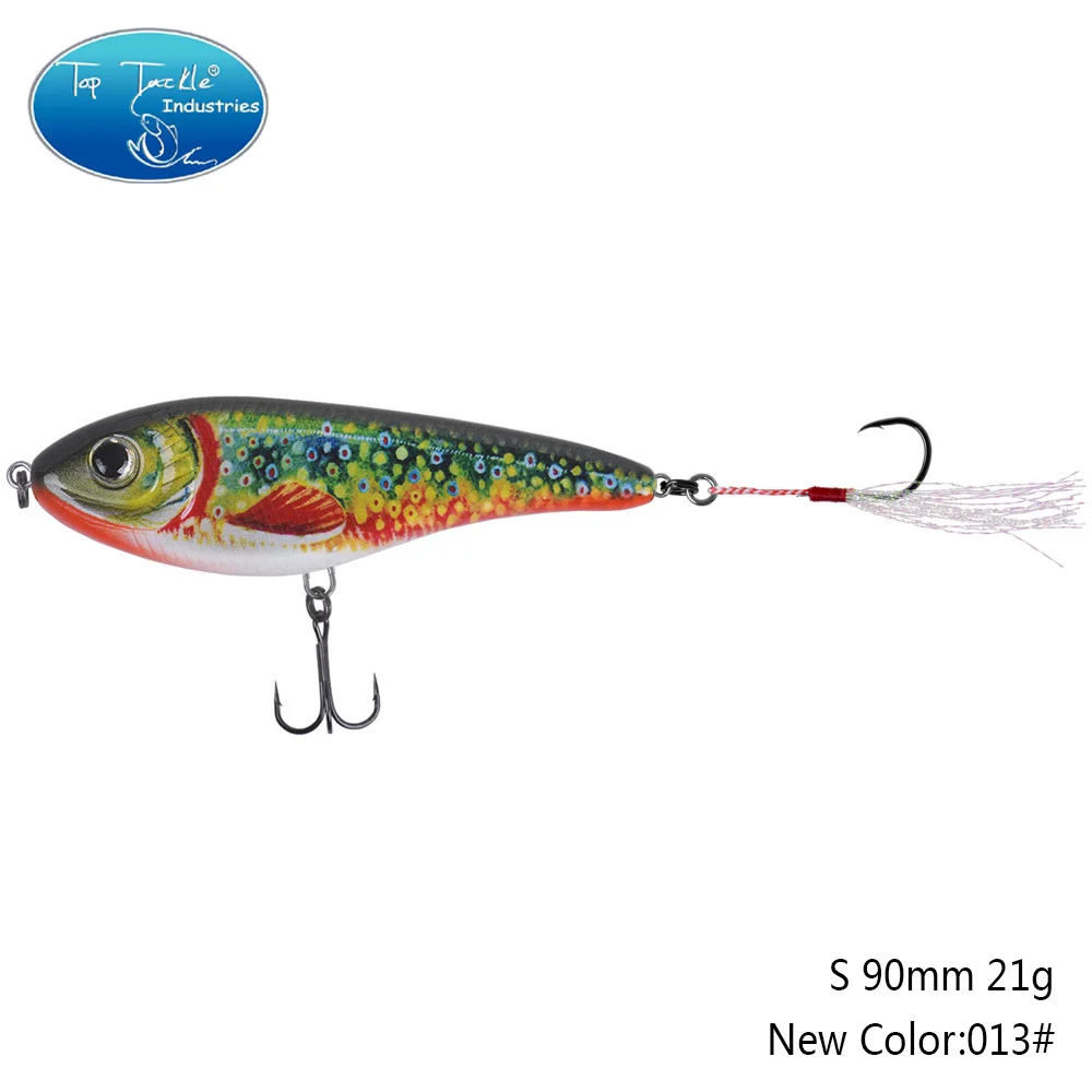 90mm 21g 007 90 мм 21 г цвета от 001 до 035 Тонущая Мускусная Щука искусственная рывковая приманка с одним крюком перьевая приманка для рыбалки - Цвет: 90mm 21g 007