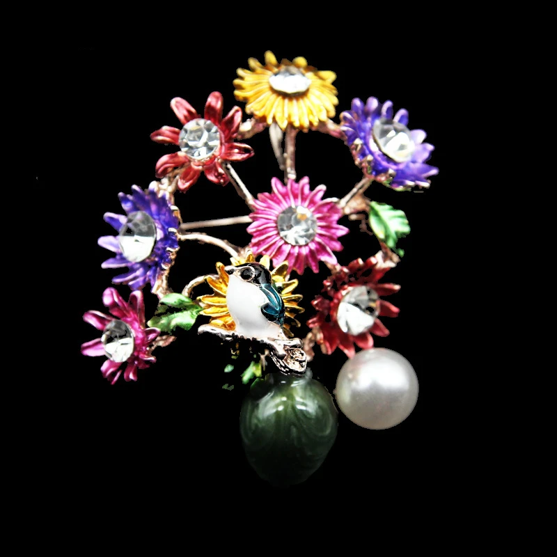 

Fashion Enamel Sunflower Brooches For Women 2019 Amazing Famous Paintings Flower Brooch Pins Plant Jewelry Wholesale