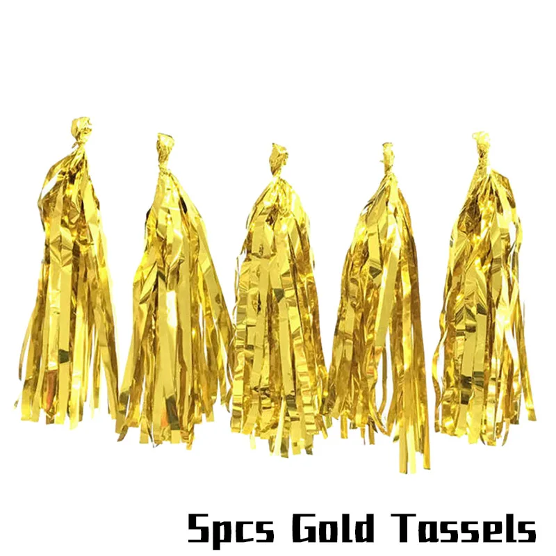 5pcs paper tassel 1 комплект с новогодними воздушными шарами, набор, новогодние вечерние украшения, воздушный шар, розовое золото, баллон, Рождество, Год, фотобудка - Цвет: 5pcs paper tassel