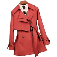 womens windbreaker outwear 2021 autumn winter korean loose lapel british style trench coat with lining ladies elegant tops h80