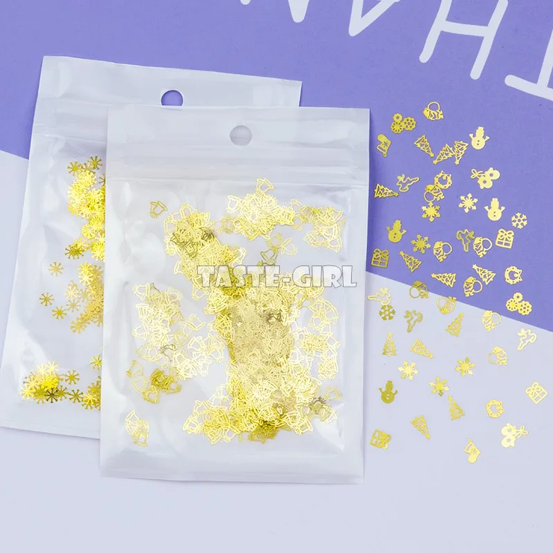 400 шт./упак. Золотой Рождественский элемент металлические блестки снежинка