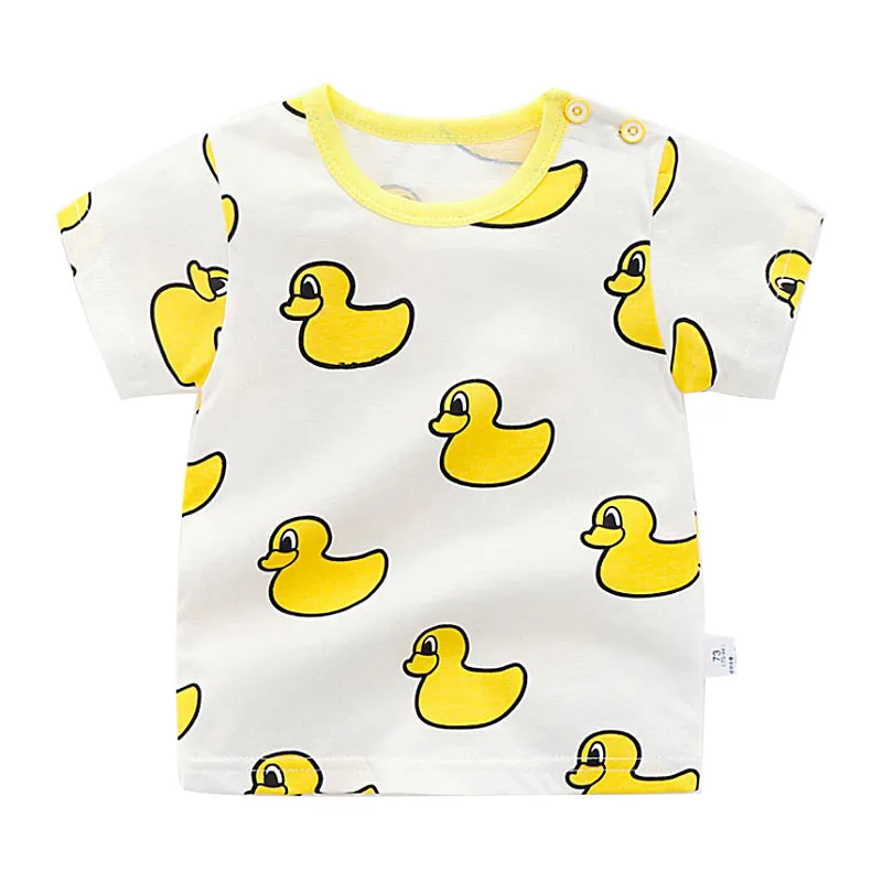 Футболки для маленьких девочек топы Мультяшные животные летняя новая детская