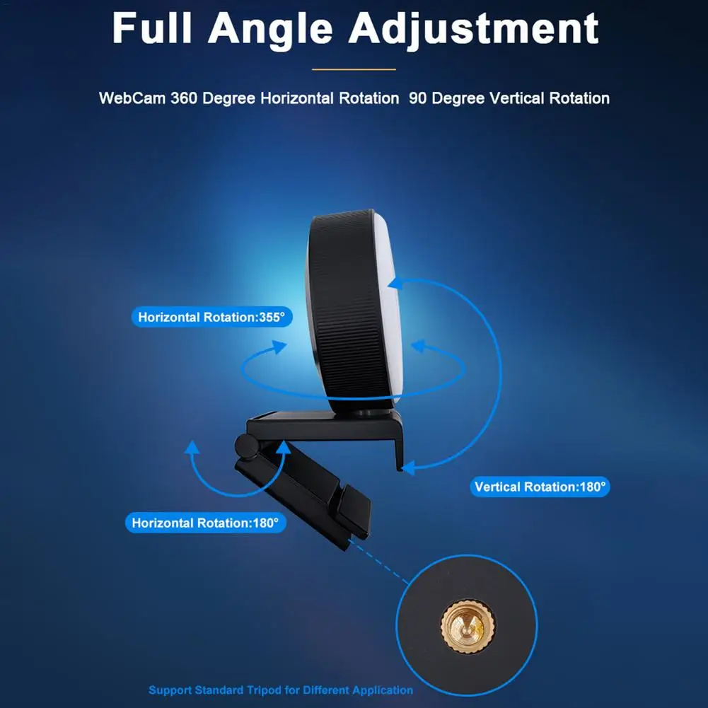 

Webcam 1080P with built-in fill light for beauty high-definition autofocus, USB for real-time video conferencing, live broadcast
