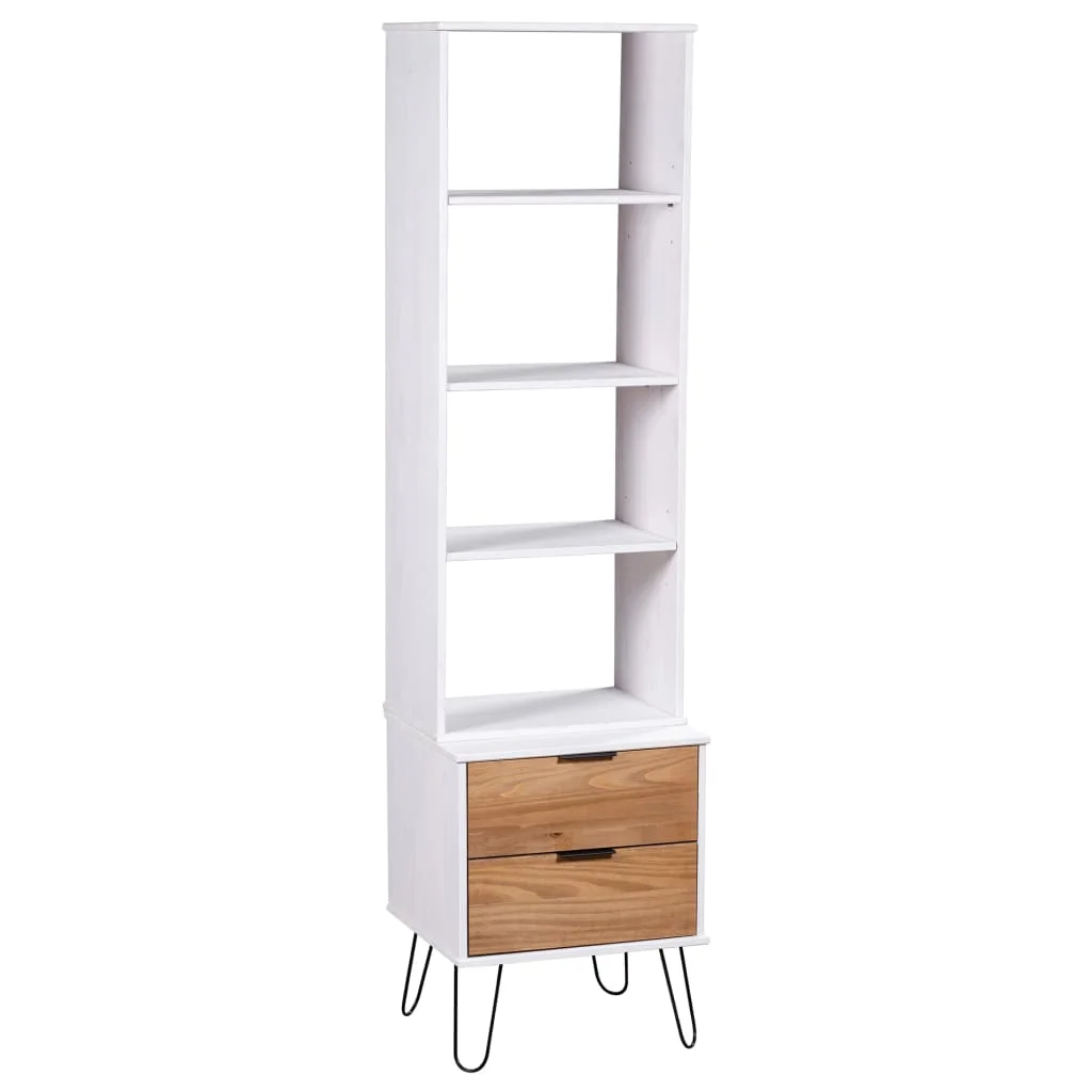 

Book Cabinet "New York Range" White and Light Wood Solid Pine Wood
