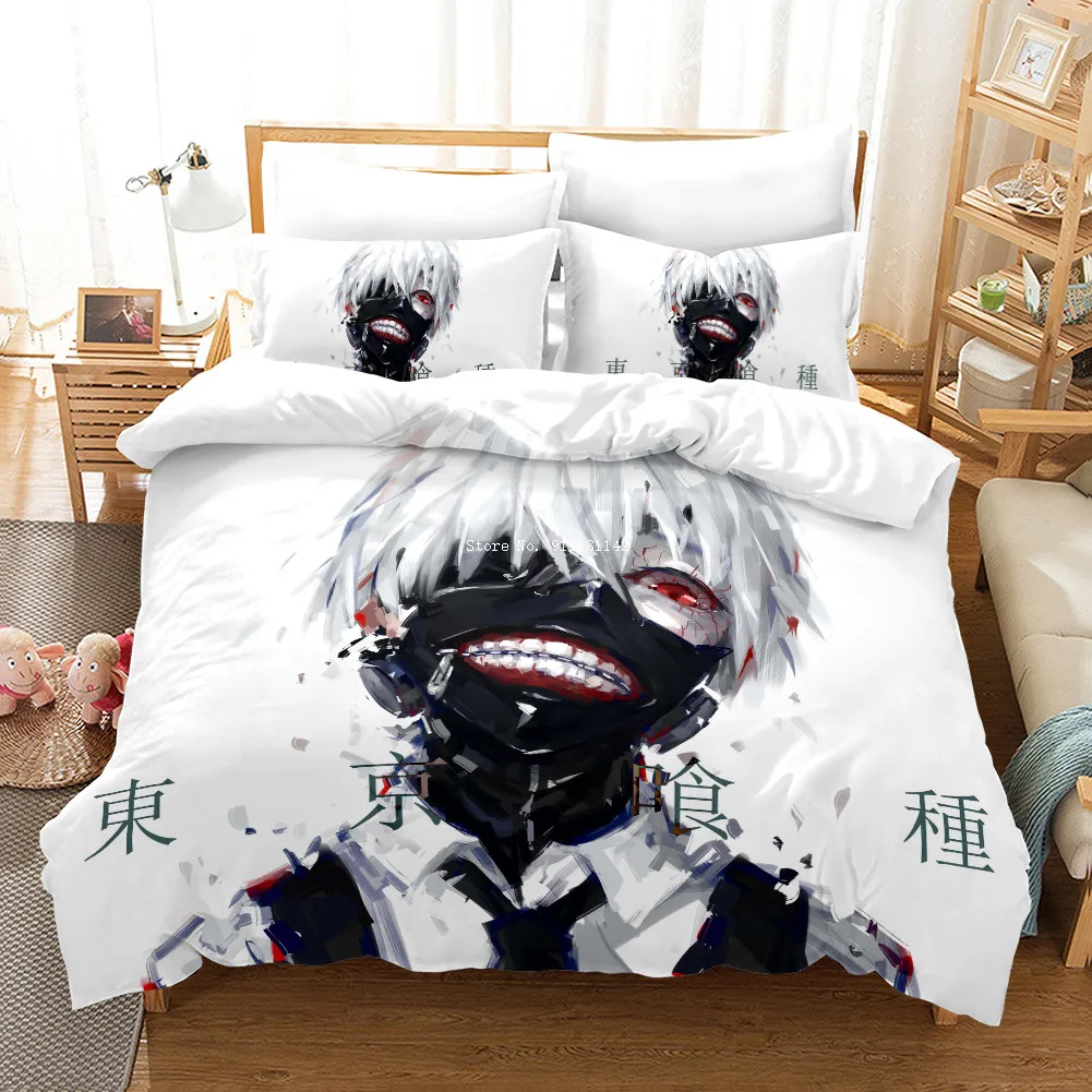 

Horror Anime Tokyo Ghoul Print Bedding Set Adult Children Cartoon Duvet Cover Pillowcase Double Queen Large Size