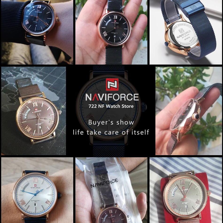 NAVIFORCE женские часы Лидирующий бренд Роскошные модные под платье синие кварцевые