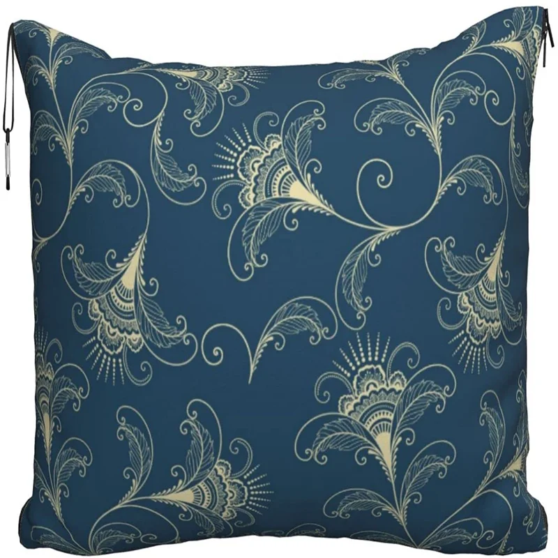 

Elegantly decorated flowers Travel pillow blanket two-in-one backpack strap and compact airplane bag waist support 60x43 inches