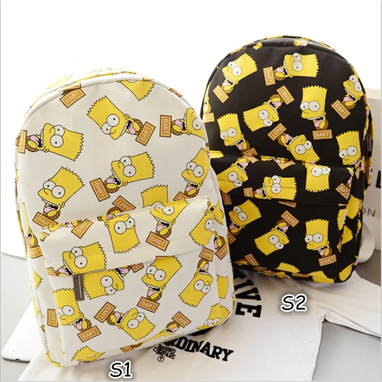 Женские рюкзаки с рисунком Симпсонов холщовые школьные сумки для