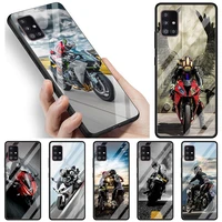 moto cross sports glass phone case for samsung galaxy a51 a71 a50 a21s a52 a70 a72 a31 a10 a91 a30 a40 a41 a11 a12 5g cover
