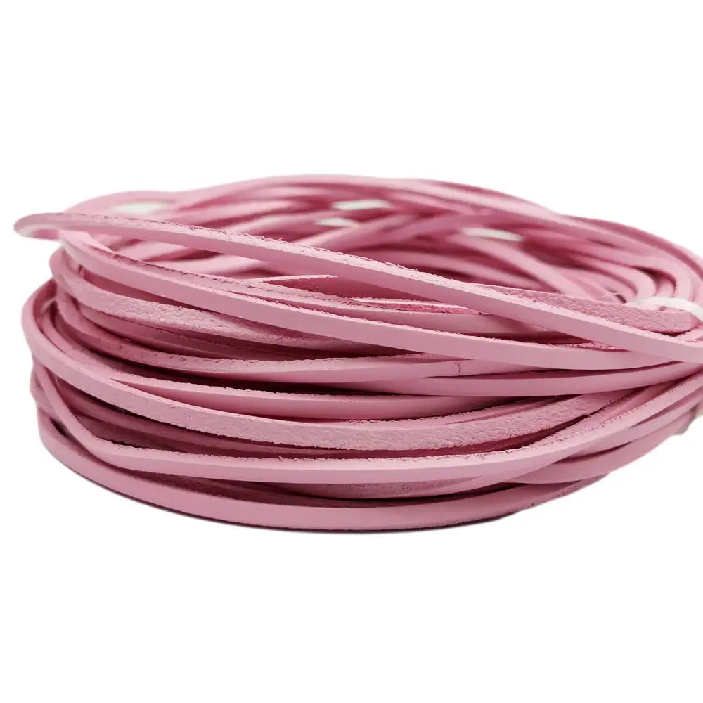 

Aaazee 2 Yards 3mmx2mm Pink Flat Real Leather Strap 3mm Wide Strip
