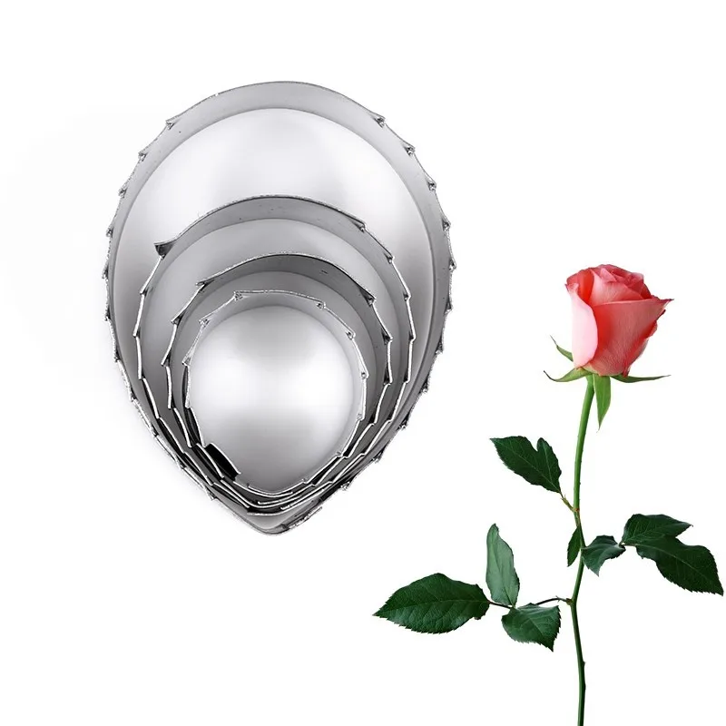 

4PCS Stainless Steel Rose Leaf Baking Mold Chocolate Confectionery Pastry Stencil Dessert Decorating Tools Kitchen Gadget Sets