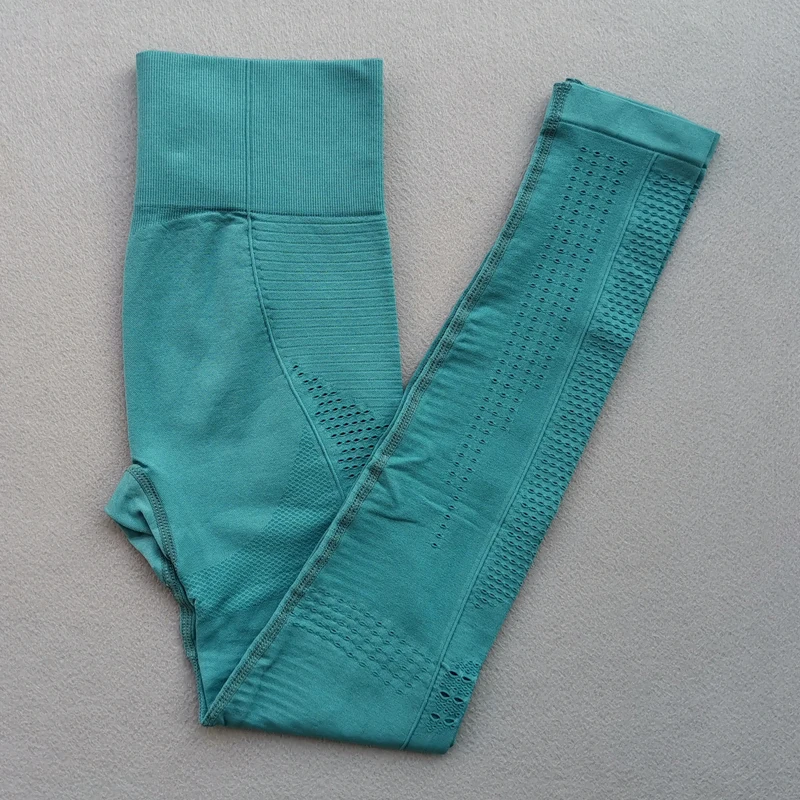 

Women Eyelet Flawless Knit Tights Seamless Yoga Leggings Tummy Control Fitness Gym Workout Flex Leggings High Waist Sports Pants