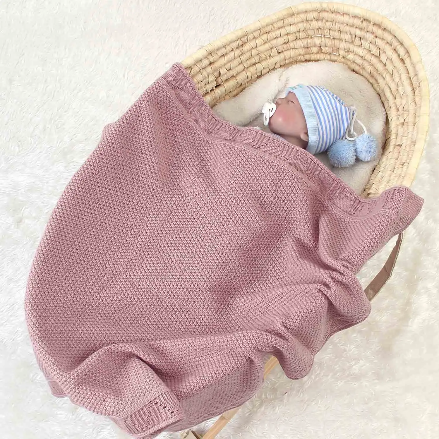 

Baby Blankets Knitted Newborn Soft Warm Swaddle Wrap Sleep Sacks 100*80cm Kids Bath Towels Children Outdoor Stroller Accessories