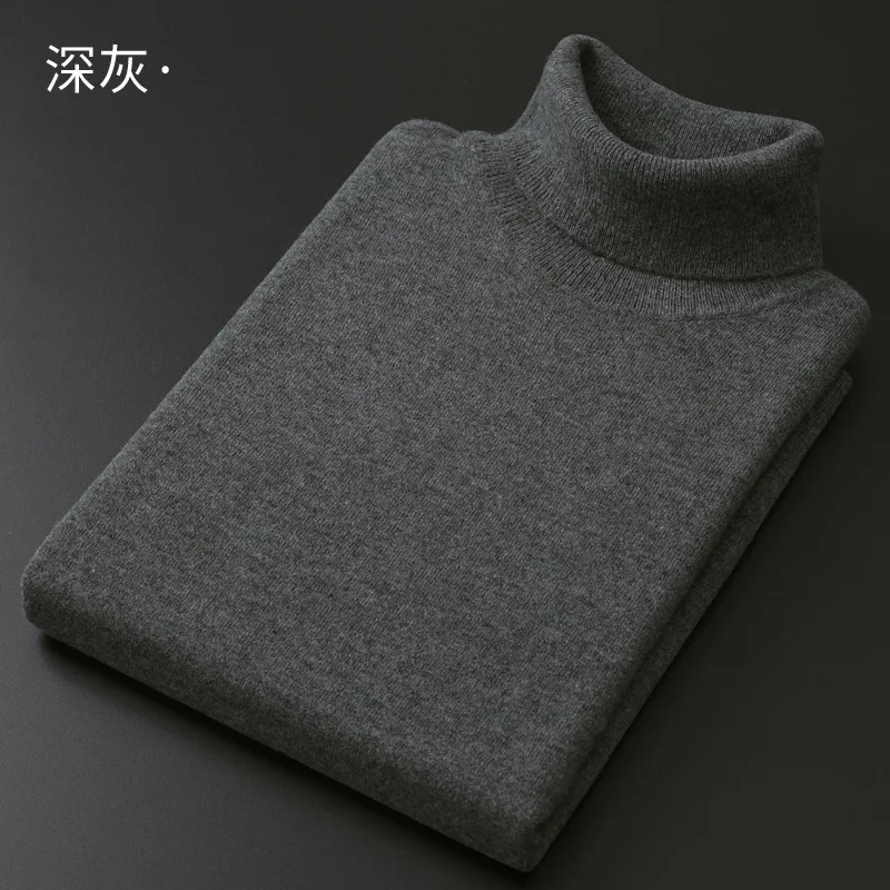 Cashmere and Cotton Blend Turtleneck Men's Pullover 2021 Autumn Winter Soft Warm Bottoming Knitted Sweater | Мужская одежда