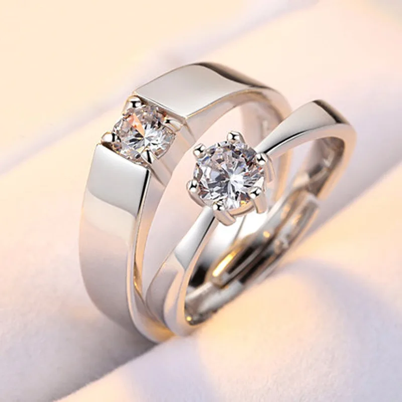 

Classic Couple Rings For Men Women CZ Stone Trendy Wedding Lovers' Ring Jewelry Romantic Valentine's Day Present Ring Accessory