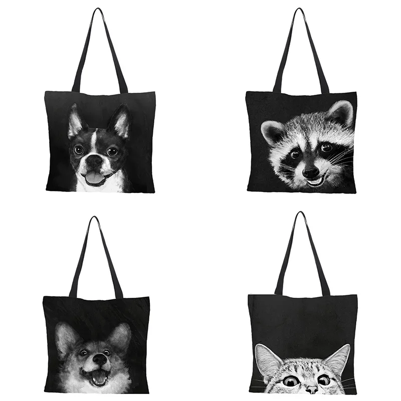 

Anime Cat Denim Print Cartoon Cute Large-capacity Canvas Tote Bag Fabric Cotton Reusable Shopping Bag Female Beach Handbag