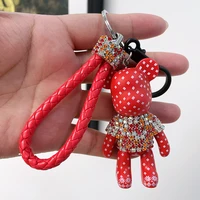 fashion korea cute creative rhinestone bear key chain car key chain pendant cartoon buckle men and women gifts wholesale
