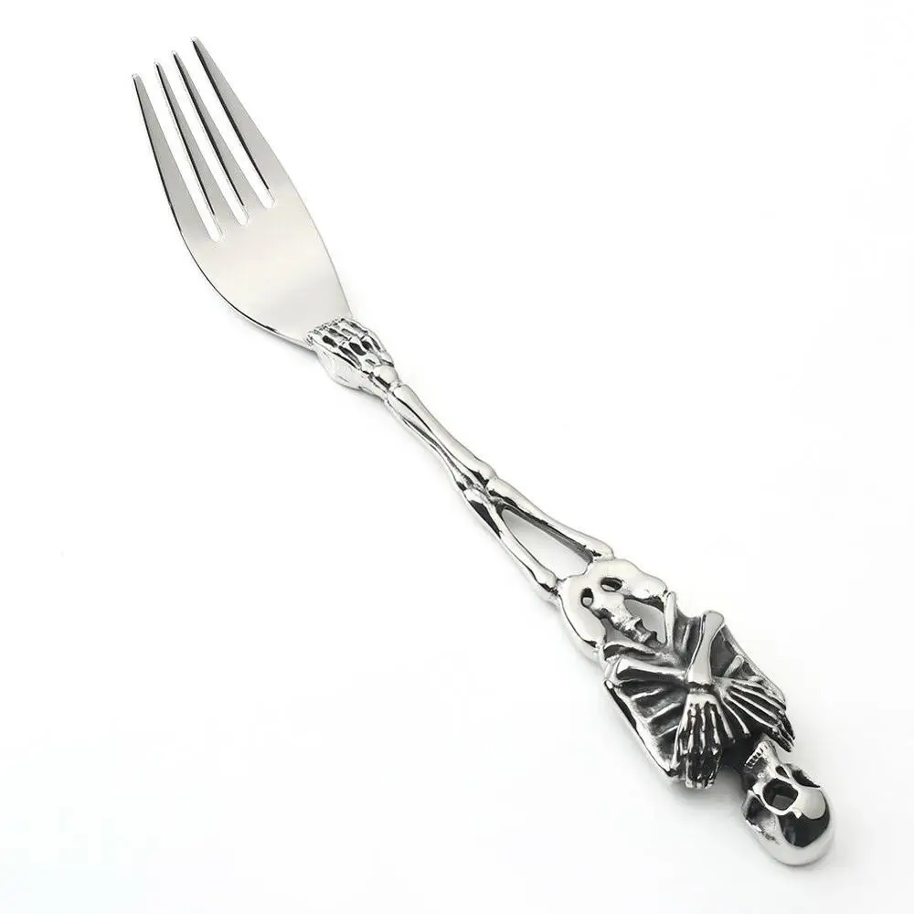 Новинка нержавеющая сталь скелет ложка вилка нож коллекционная посуда Череп