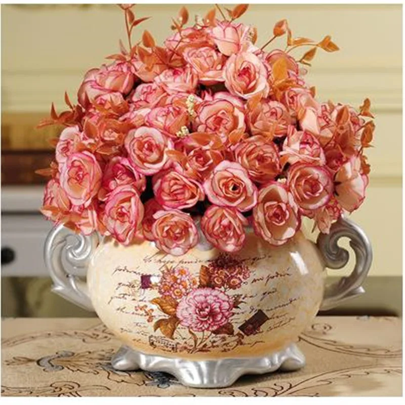 

Beautiful European ceramic vase, flower and bird pattern, creative home table crafts, office decoration ornaments