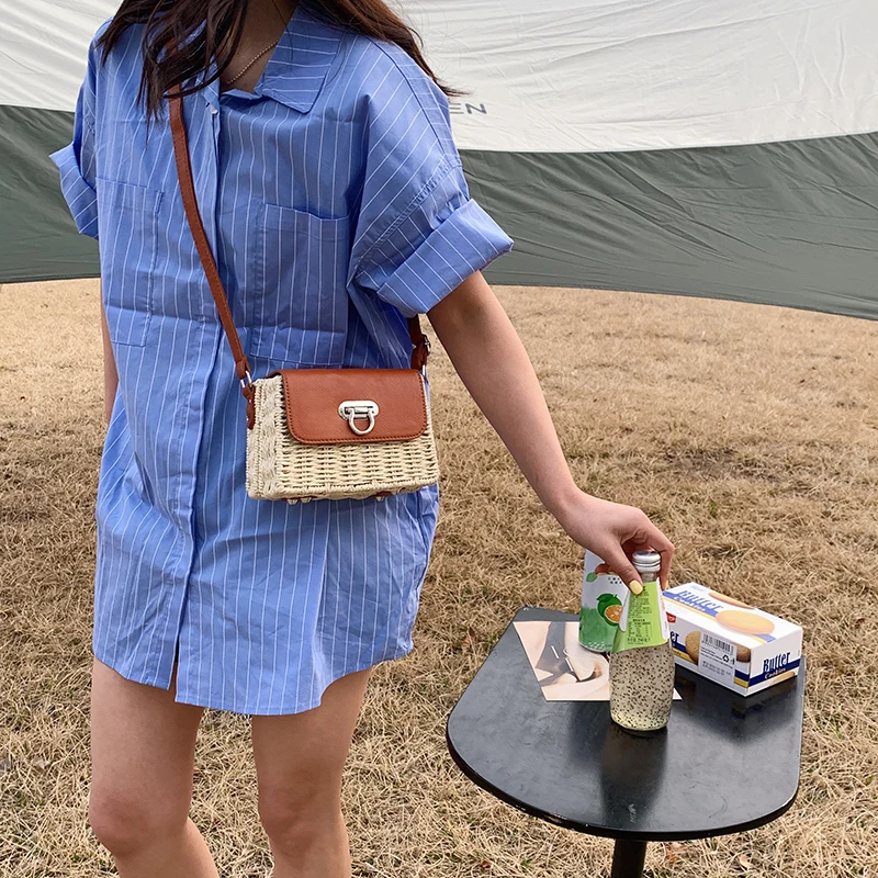 

OLSITTI Summer Casual Handmade Woven Bags for Women 2021 Roomy Straw Bags Basket Shoulder Bags Ladies Crossbody Bag Sac Epaule