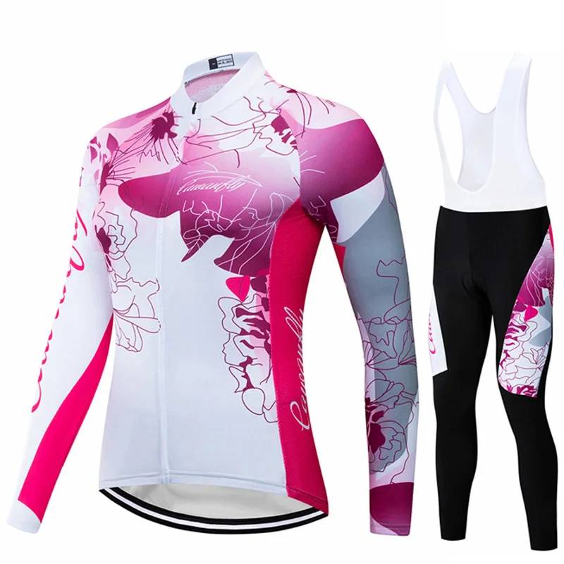 

DWF Female Cycling Jersey Set Long Sleeves Road Cycling Clothes Spring Autumn Breathable Long Sleeves Bicycle Women's Jerseys