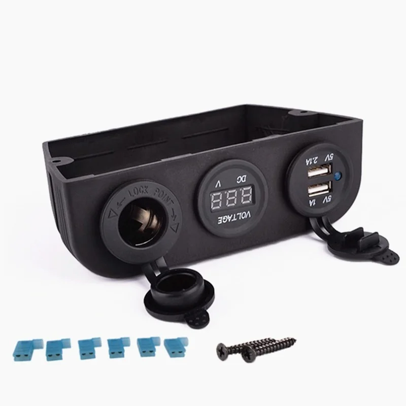 Автомобильное зарядное устройство 3 в 1 с двумя USB разъемами для прикуривателя