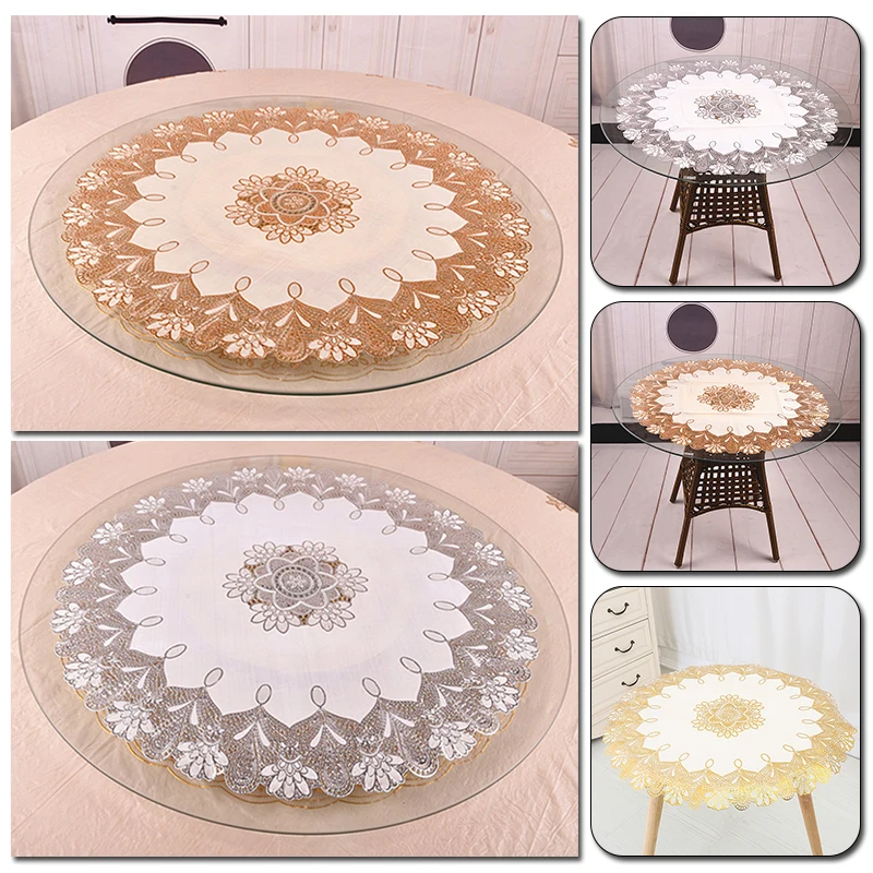 Водонепроницаемая круглая бронзовая скатерть из ПВХ настольная не скользящие