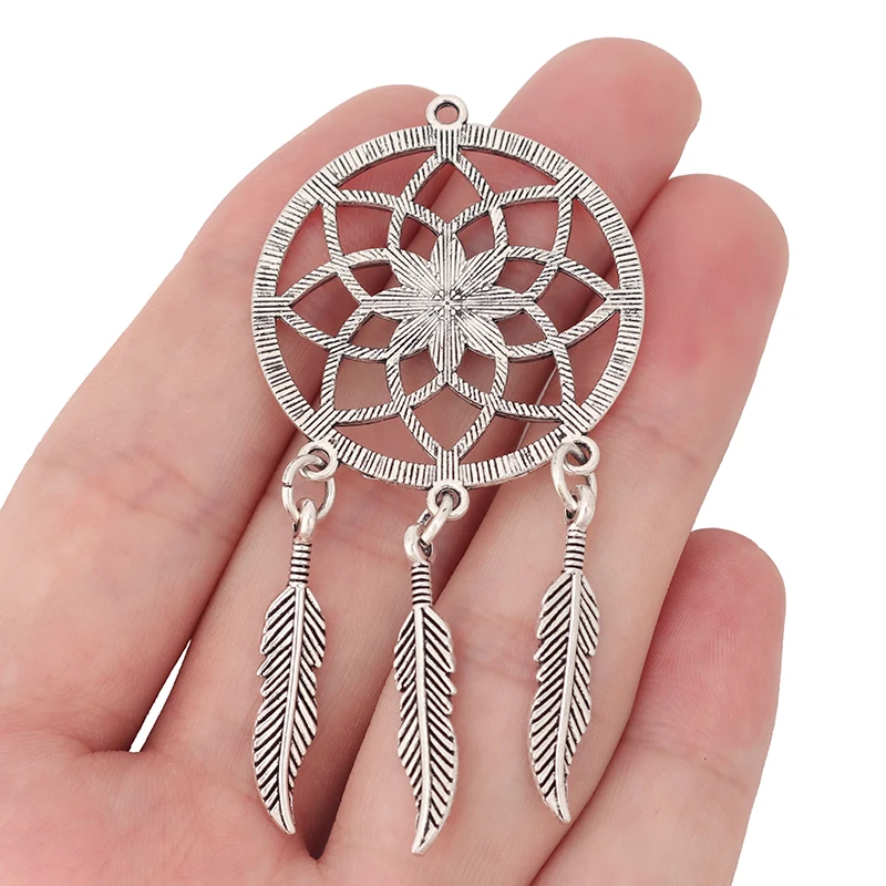 

6 x Tibetan Silver Dreamcatcher Charms Pendants for DIY Necklace Earring Jewelry Making 71x34mm
