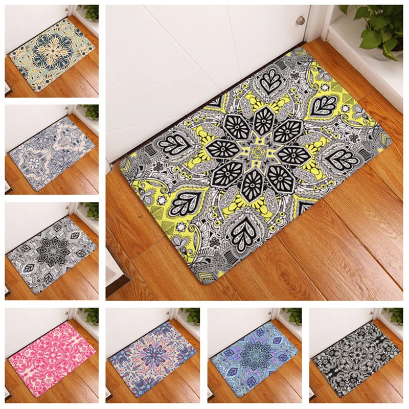 

Nordic Colorful Mandala Carpet Living Room Floor Mat Girl Rug Floral Bathroom Area Hallway Bedroom Decor