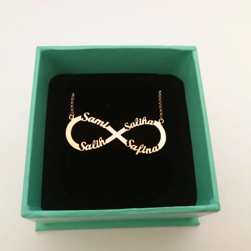 Пользовательское имя колье ожерелья со знаком бесконечности серебро 925 кулон