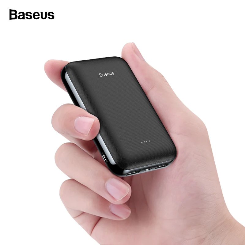 Baseus 10000 mAh мини-панель солнечных батарей Мощность банка маленькая Портативный Зарядное устройство 10000 мА/ч, Мощность Bank зарядное устройство для iPhone Xiaomi samsung внешний Батарея повербанк