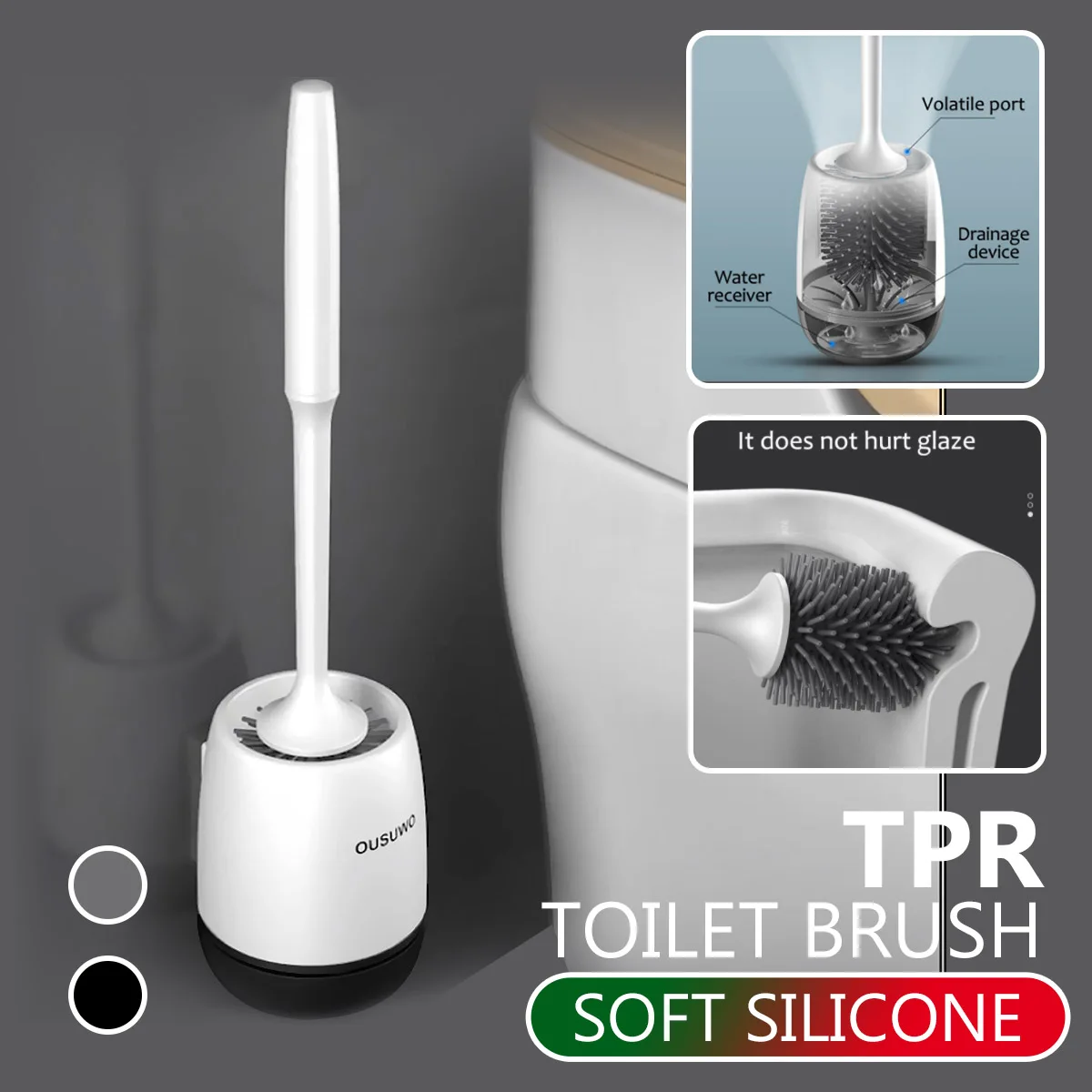 Настенная силиконовая TPR щетка для унитаза мягкая щетина ванная комната унитаз