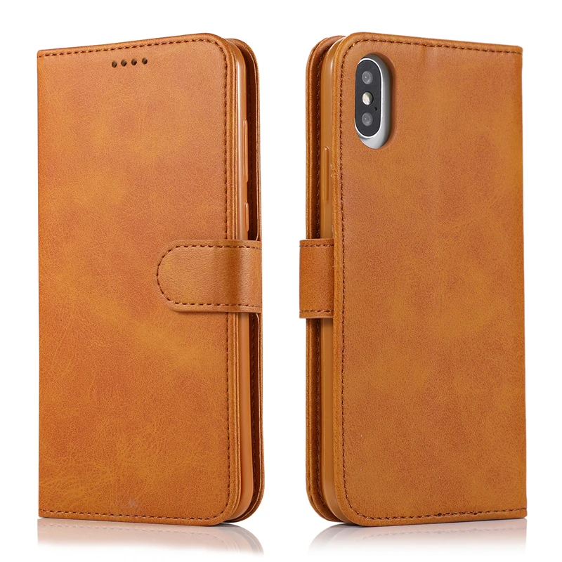 Флип чехол в стиле ретро для iPhone X XS XR кошелек из телячьей кожи с подставкой карт