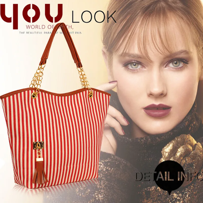 

Fashion Bags for Women High Quality Canvas Linen Tassel Bags Large Capacity Ladies Bags Striped Desinger Tote Bag Women Handbags