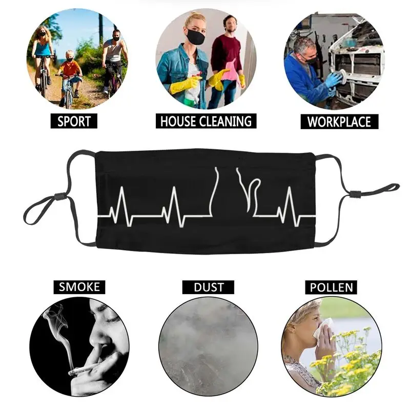 

Heartbeat Cat Mask Anti Dust Non-Disposable Face Mask Protection Cover Men Respirator Mouth Muffle