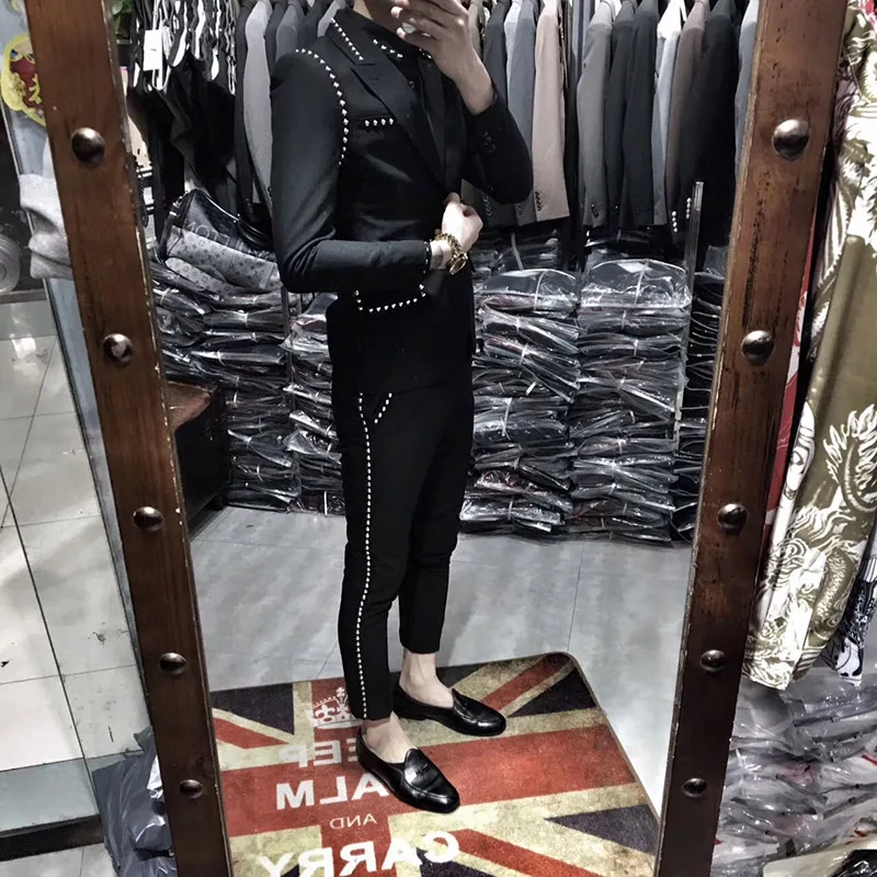 Мужской облегающий костюм Trajes De Hombre из двух предметов в британском стиле куртка с